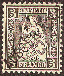 3 Rp. schwarz, mit Überdruck "AUSSER KURS"