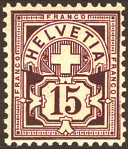 15 Rp. (rötlich)braunlila statt braunlila