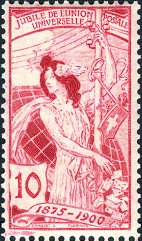 10 Rp. dunkelpurpurrot statt anilinrosa (unter der Quarzlampe orange leuchtend)