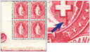 1 Fr. karminrosa, "Senkrechter roter Strich im Wappen"