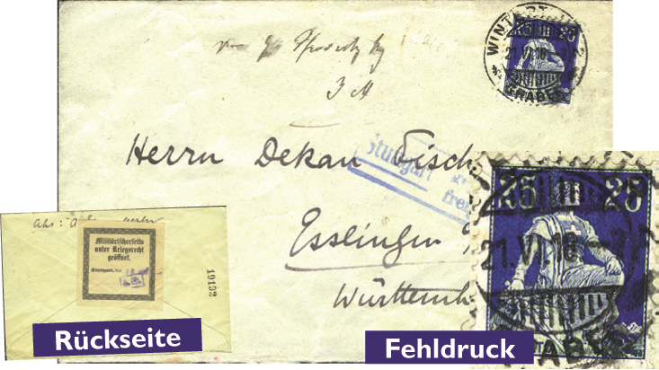 25 Rp. blau-hellblau, &quot;Fehldruck der Unterdruckfarbe&quot;