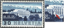 30 Rp. Völkerbundspalast, "Farbiger Strich vor der 1. Säule" sog. gebrochene Säule