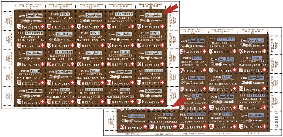 1942, Altstoffverwertung, "Schwacher Blaudruck (fast weiss) aus Andruck stammend"