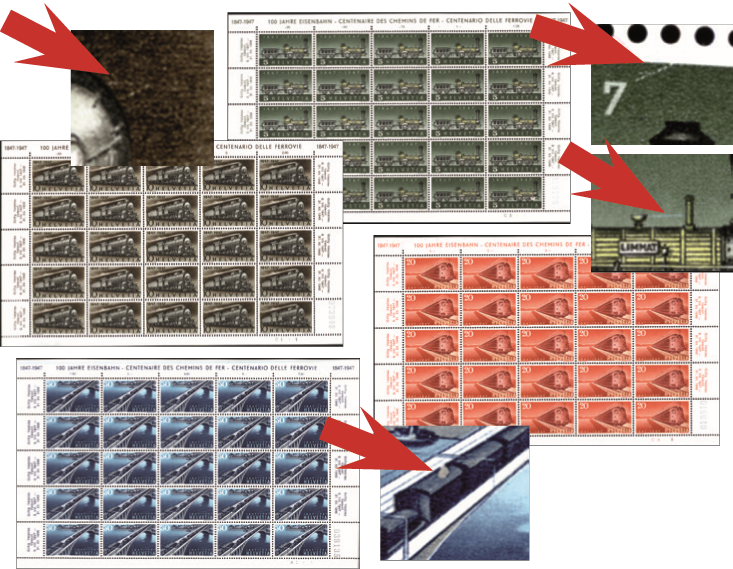 1947, 100 Jahre Schweizer Eisenbahnen mit 4 Abarten