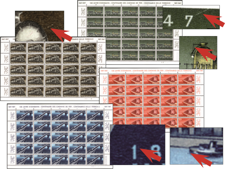 1947, 100 Jahre Schweizer Eisenbahnen mit 5 Abarten