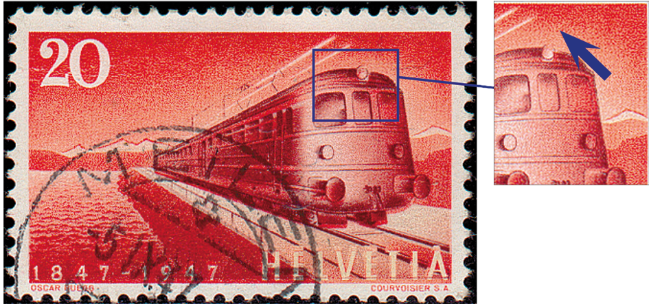 20 Rp. Gotthardschnellzug, "Fehlender Leitungsmast"