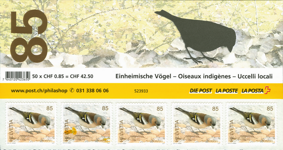 85 Rp. Buchfink, "Grosse orangegelbe Flecken"