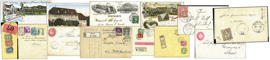 1883-1975 Spezialkollektion BASELLAND: Über 123 Belegen und 58 historischen Ansichten