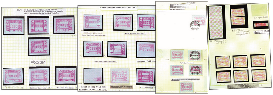 Automatenmarken - Spezialsammlung mit über 400 Einzelmarken und 56 Belegen ab Kat.Nr 1 in dickem Biella-Album.