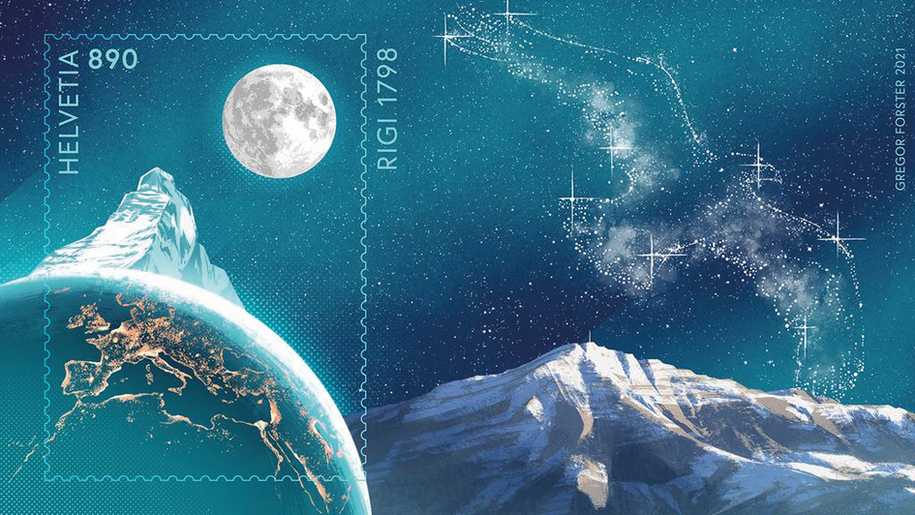 Crypto Stamp &quot;Rigi mit Steinadler&quot;