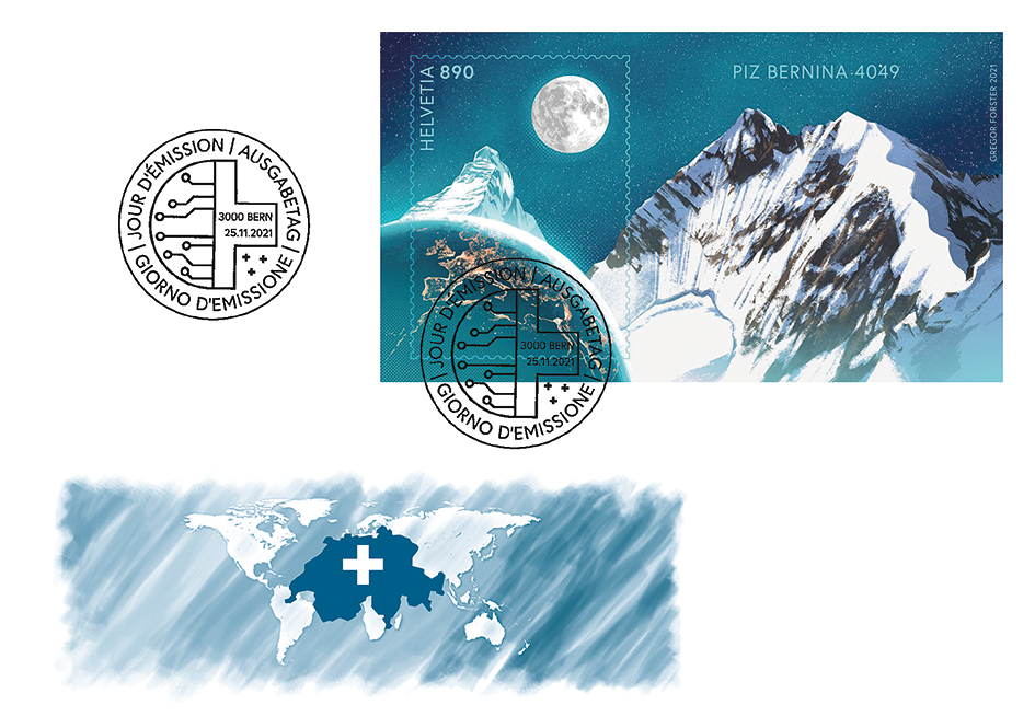 2021, Crypto Stamp "Piz Bernina"