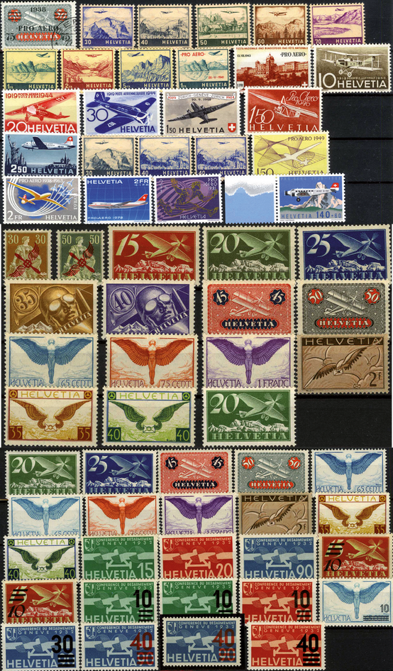 1919-1988, Flugpost-Komplett-Kollektion mit allen Papier-Varianten