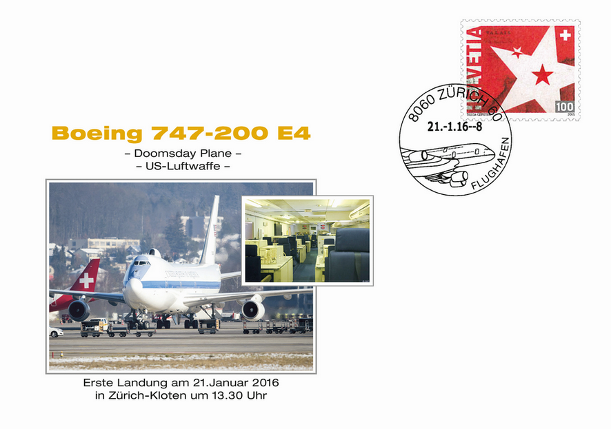2016, Boeing 747-200 E4 - Erste Landung in Zürich-Kloten 2016