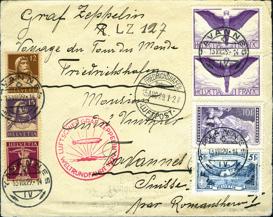 1929, ZeppelinWeltrundfahrt: Friedrichshafen-Friedrichshafen