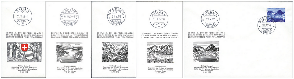 1952, Glarus und Zug 600 Jahre in der Eidgenossenschaft, Seen und Wasserläufe