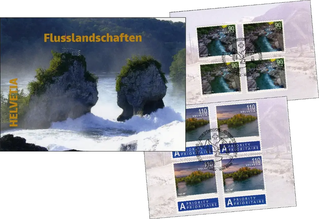 Schweizer Flusslandschaften, Combo Markenheftchen