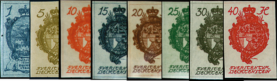 1920, Wappenmuster oder Schloss Vaduz