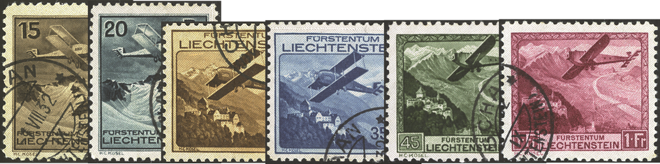 1930, Flugzeuge über Liechtensteiner Landschaft