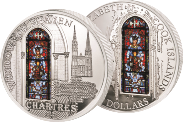 Fensterglas-Münze &quot;Kathedrale von Chartres&quot;