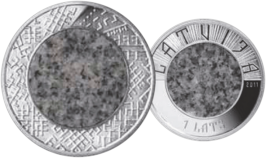 2011, Erste Silbermünze mit Granitkern, Lettland