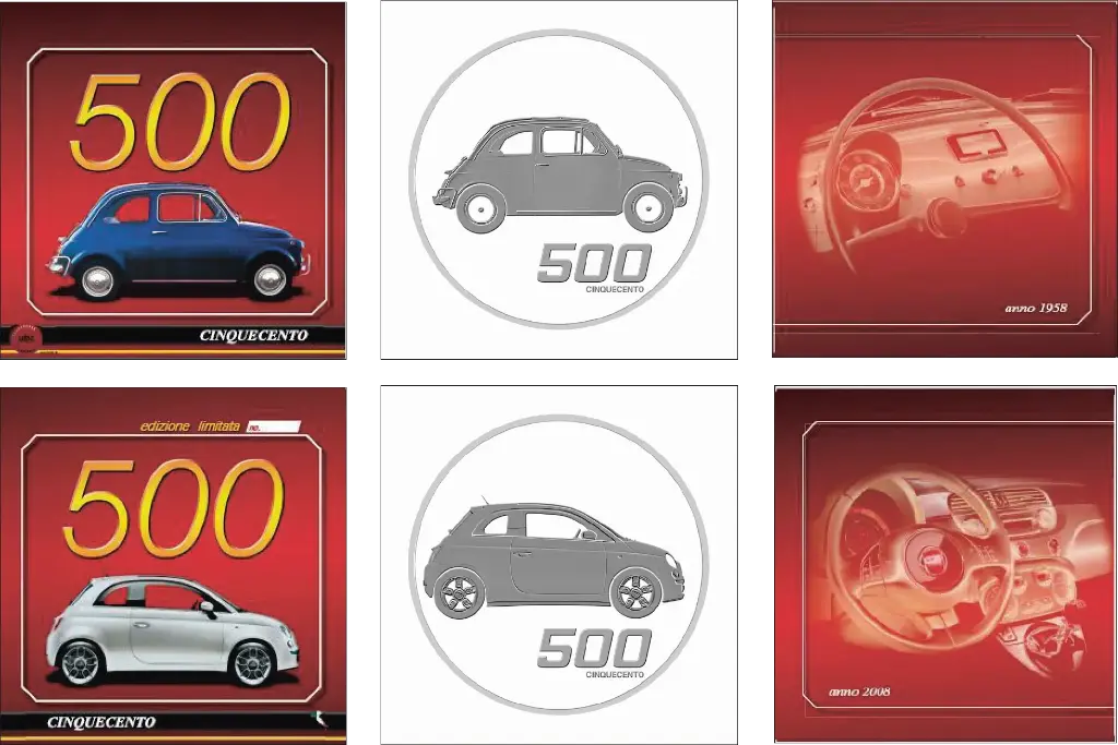 2008, Euro - Kursmünzen-Satz mit der Prägung "FIAT 500"