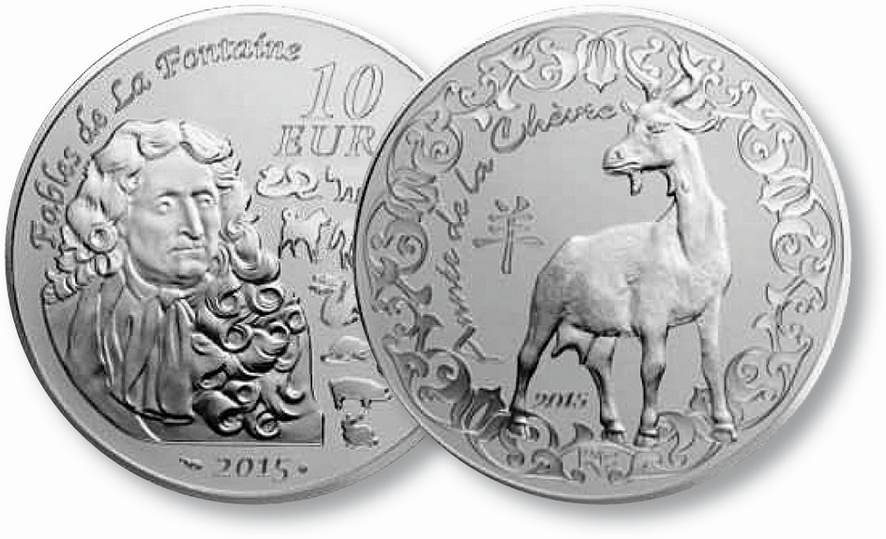 2015, 10-Euro-Sondermünze "Jahr der Ziege" von Frankreich