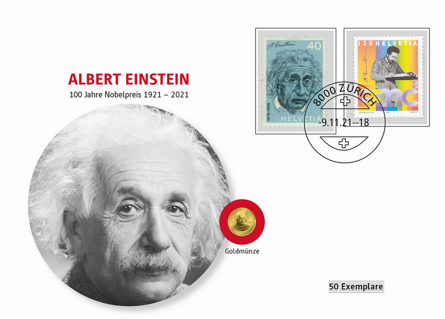 100 Jahre Nobelpreis - Albert Einstein, mit Goldmünze