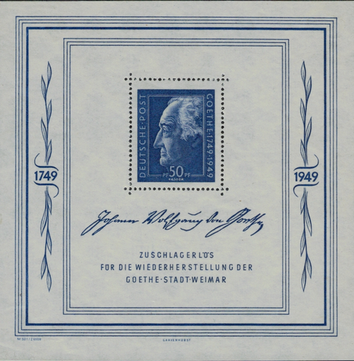 [1650.1949.01] Sonderblock &quot;Goethe&quot; von 1949
