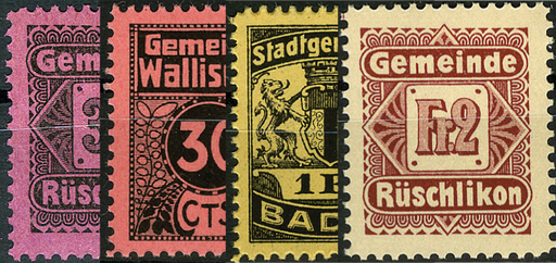 [2518.1940.01] 1930-1950 Gemeindemarken, 4 verschiedene Werte
