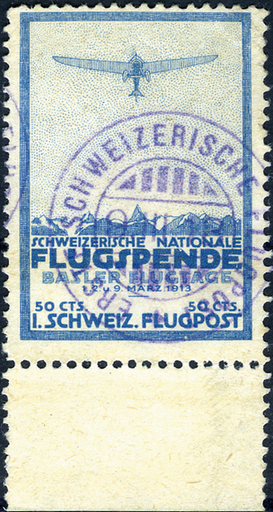 [7360.2.15] 50 Rp. Basel, "Diagonaler Einschnitt im Markenbild"