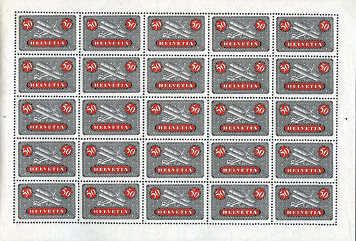 [7370.9.08] 50 Rp. Flugzeug, schwarz-rot