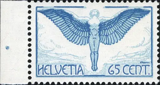 [7370.10.11] 65 Rp. Ikarus, hellbalu-grünblau, "Ansatz am A-Querstrich"