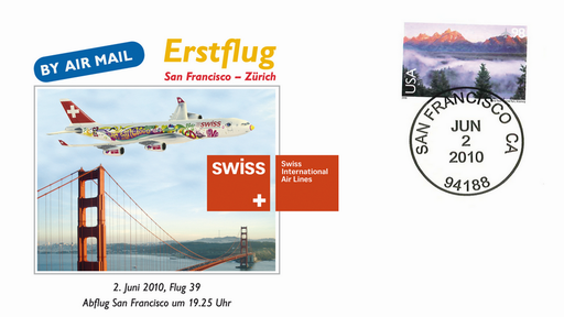[7371.2010.02] 2010, Swiss Erstflug San Francisco-Zürich