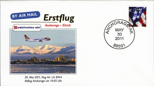 [7371.2011.09] 2011, Erstflug Edelweiss Airlines Anchorage - Zürich