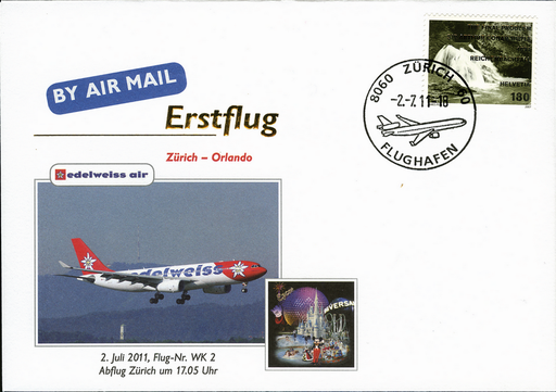 [7371.2011.14] 2011, Erstflug Edelweiss Airlines Zürich - Orlando