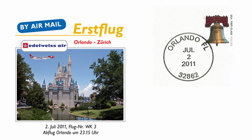 [7371.2011.15] 2011, Erstflug Edelweiss Airlines Orlando - Zürich