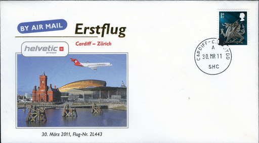 [7371.2011.03] 2011, Offizieller Helvetic Airways - Erstflug Cardiff (Wales) - Zürich