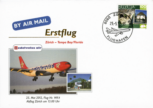 [7371.2012.10] 2012, Erstflug Edelweiss Airlines Zürich-Tampa Bay