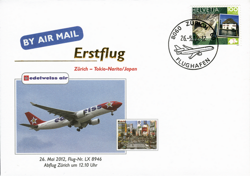 [7371.2012.11] 2012, Erstflug Edelweiss Airlines Zürich-Tokio-Narita