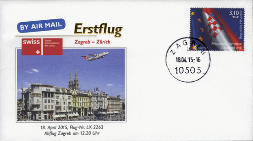 [7371.2015.13] 2015, Erstflug Swiss Airlines Zagreb-Zürich