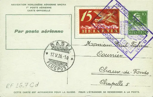 [7373.26.21] 1926, Le Locle - Basel