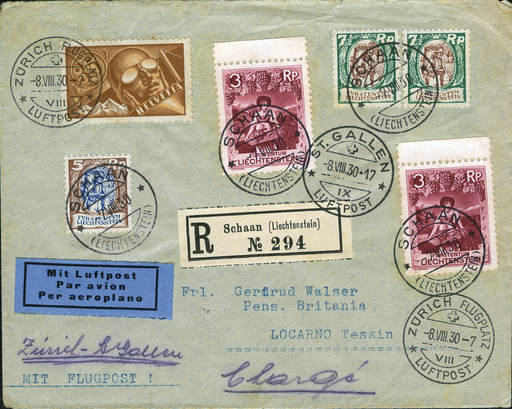 [7373.30.04] 1930, Zürich - St.Gallen ab Liechtenstein