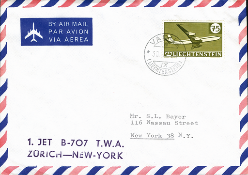 [7373.61.29] 1961, Zürich - New York ab Liechtenstein