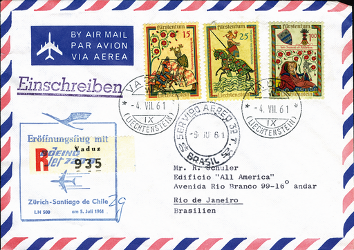 [7373.61.34] 1961, Zürich - Rio de Janeiro ab Liechtenstein