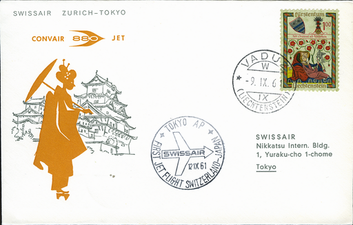 [7373.61.17] 1961, Zürich - Tokio ab Liechtenstein