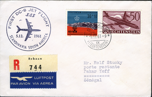 [7373.61.47] 1961, Genf - Dakar ab Liechtenstein