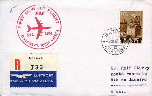 [7373.61.49] 1961, Genf - Rio de Janeiro ab Liechtenstein