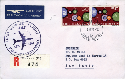 [7373.61.51] 1961, Genf - Sao Paulo ab Liechtenstein