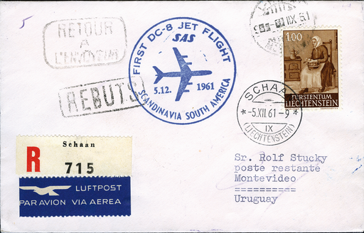 [7373.61.53] 1961, Genf - Montevideo ab Liechtenstein