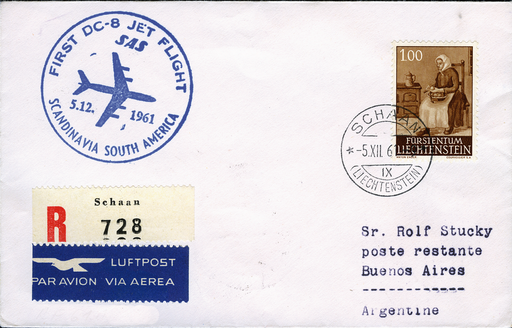 [7373.61.55] 1961, Genf - Buenos Aires ab Liechtenstein